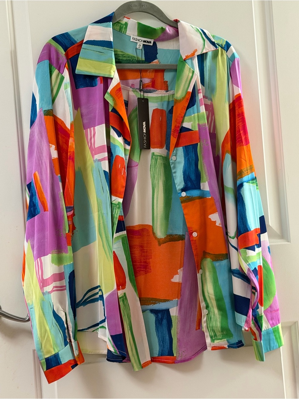 Fashion Nova Women's Multicolor Abstract Print Button-Up Shirt Jacket